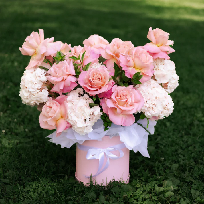 Sunset Box of Hermosa & Hydrangeas